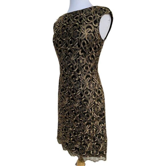 Lauren Ralph Lauren Sz 6 Metallic Lace Floral Overlay Special Occasion Dress - Picture 4 of 6
